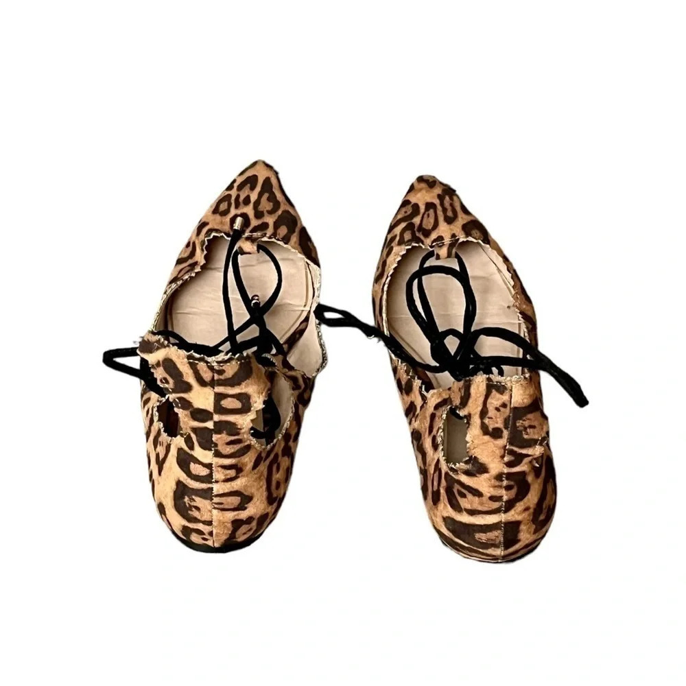 Womens Topshop Leopard Print Lace-up Flat -multicolor slip on flap 4/37 - Picture 5 of 13